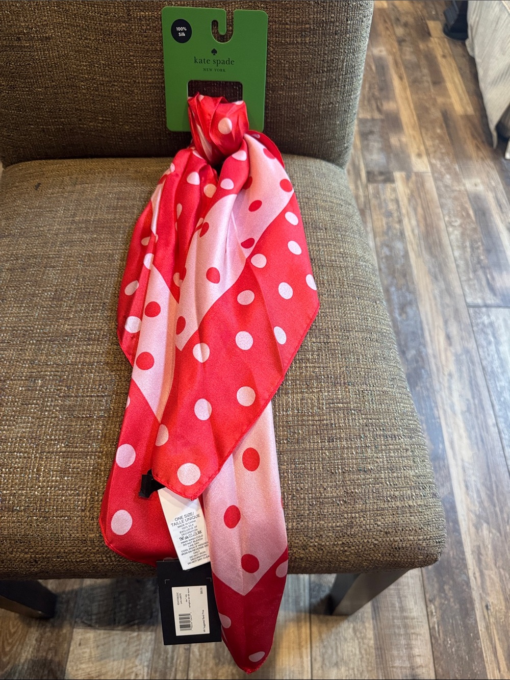 Kate spade springtime polka dot silk square scarf NWT